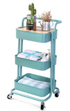 QW Movable Storage Utility Rolling Cart, Rolling End Table for Organization, Fit for Office Home and Kitchen, Cream