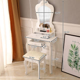 Vanity Set, Makeup Vanity Table with Irregular Single Mirror, 3 Drawers and Cushioned Stool