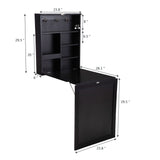 Floating Wall Mounted Table, Foldable Desk with Storage Shelves and Blackboard