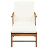 Sun Lounger with Cushion Poly Rattan and Solid Acacia Wood