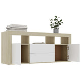 TV Cabinet White and Sonoma Oak 47.2"x11.8"x19.7" Chipboard