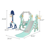 Children Slide Swing Set, 5-in-1 Combination Activity Center Freestanding Slides Playset for Kids Indoor