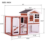 48 in. Large Chicken Coop Wooden Rabbit Hutch Auburn and White