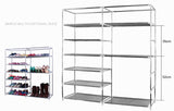 Double Rows Home Shoe Rack Shelf Storage Closet Organizer Cabinet Portable Cover Wine Red