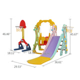 Children Slide Swing Set, 5-in-1 Combination Activity Center Freestanding Slides Playset for Kids Indoor