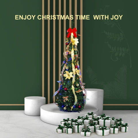 Christmas Tree,6Ft Prelit Christmas Tree with Lights,Artificial Xmas Tree with Led Lights Easy Assembly Foldable Stand