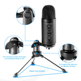 USB Recording Microphone for Computer Podcast: PC Mic Studio Cardioid Kit with Tripod Stand, Great for Gaming, Podcasting, Streaming, YouTube, Voice Over, Skype