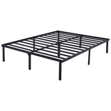 14" Heavy Duty Steel Slat Queen Platform Bed Frame; Black