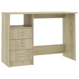 Desk with Drawers Sonoma Oak 43.3"x19.6"x29.9" Chipboard