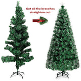 5Ft Pre-Lit Fiber Optic Christmas Tree 8 Flash Modes PVC w/ Double-Color Lights