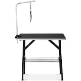 Dog/cat grooming table adjustable height -32 "dry table with double loop/mesh tray, up to 220 LBS black