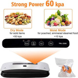 Food Vacuum Sealer Machine Strong Suction Power Dry and Moist Mode Starter Kit for Food Preservation and Sous Vide