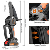 6" Cordless Chainsaw; Electric Mini Chainsaw; Dual Cattery & Dual Chains; Ergonomic Handle Design; For Pruning Trees Logging