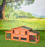 71' Large Wooden Rabbit Hutch Small Animal House with 2 Run Play Area