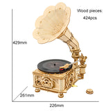 Robotime ROKR DIY Hand Crank Classic Gramophone Wooden Puzzle