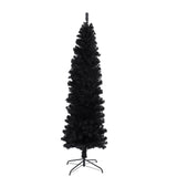 7.5 Ft Halloween Black Artificial Christmas Tree 840 Tips Seasonal Holiday Decoration Tree with Metal Stand