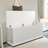 Storage Chest Trunk, Lift Top Wood Box for Toys Entryway Bench Organizer Home Furniture, White