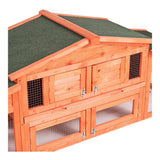 71' Large Wooden Rabbit Hutch Small Animal House with 2 Run Play Area