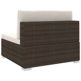 Sectional Middle Seat with Cushions Poly Rattan Brown