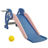 Slide for Kids Toddler Climber Slide with Long Slipping Slope Basketball Hoop and Balls