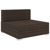 Sectional Middle Seat with Cushions Poly Rattan Brown