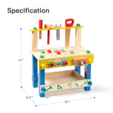 ROBUD Wooden Tool Workbench Toy for Kids & Toddlers, with Wood Tool Set