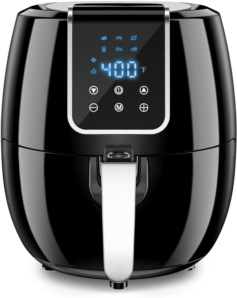 7-Quart Air Fryer; 6-in-1 Digital Toaster Oven with LCD Screen and Nonstick Fryer Basket; Black