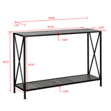 Grey MDF Countertop Black Wrought Iron Base 2 Layers Forked Console Table