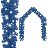 Christmas Garland with LED Lights 197" Blue