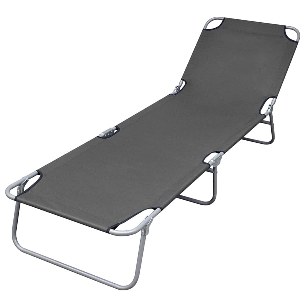 Foldable Sunlounger with Adjustable Backrest Gray