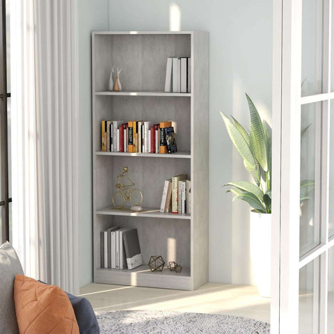 4-Tier Book Cabinet Concrete Gray 23.6"x9.4"x55.9" Chipboard