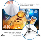 Projector Screen and Stand, 120 inch Outdoor Movie Screen TV with Dual Tripods, 16:9 4K HD Portable