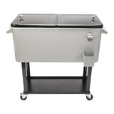 Outdoor 80QT Rolling Party Iron Spray Cooler Cart Ice Bee Chest Patio Warm Shelf