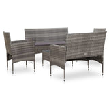 5 Piece Garden Lounge Set With Cushions Poly Rattan Gray