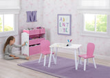 Children 4-Piece Toddler Playroom Set – Includes Play Table and Toy Organizer; Pink/White