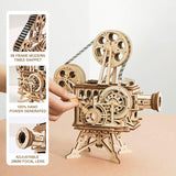 Robotime ROKR Hand Crank Projector Classic Film Vitascope 3D Wooden Puzzle Model Building