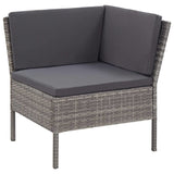 3 Piece Garden Lounge Set with Cushions Poly Rattan Gray