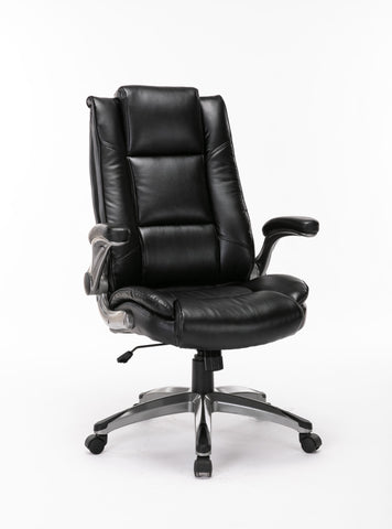 Office Chair High Back Leather Executive Computer Desk Chair - Flip-up Arms and Adjustable Tilt Angle Swivel Chair Thick Padding for Comfort and Ergonomic Design for Lumbar Support