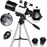 Kids and Beginners Telescope 70mm Aperture 400mm AZ Mount Telescope with Tripod; Silver