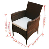 Garden Chairs 2 pcs Poly Rattan Brown