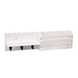 Mail Holder and Coat Key Rack Wall Shelf with 3 Hooks, 24" x 6", White RT