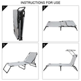 Outdoor Folding Three-Fold Camping Bed Gray (With Head Canopy) YF