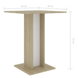 Bistro Table White and Sonoma Oak 23.6"x23.6"x29.5" Chipboard