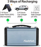 300W Solar Generator, FlashFish 60000mAh Portable Power Station Camping Potable Generator, CPAP Battery Recharged by Solar Panel/Wall Outlet/Car, 110V AC Out/DC 12V /QC USB Ports for CPAP Camp Travel