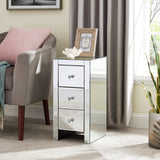 Mirrored Nightstand End Tables with 2/3/4-Drawer, Silver, Mirror Accent Side Table for Bedroom, Living Room