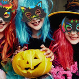 24PCS Magic Rainbow Scratch Art Masks Kits Bulk - Skeleton Cat Witch Pumpkin Bat Spider Decorations for Kids Ages 3-8