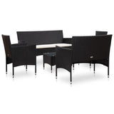 5 Piece Garden Lounge Set With Cushions Poly Rattan Black