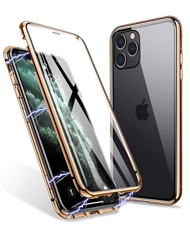 magnetic adsorption protective case front and rear tempered glass full-screen coverage single-piece clamshell protective case  for  iPhone 11 Pro Max  [supports wireless charging]