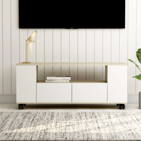 TV Cabinet White and Sonoma Oak 47.2"x11.8"x16.9" Chipboard