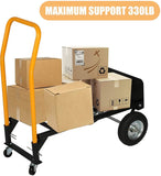 Bosonshop Convertible Hand Truck Dual Purpose 2 Wheel Dolly and 4 Wheel Push Cart with Swivel Wheels 330 Lbs